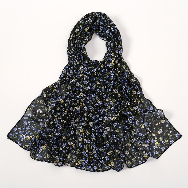 Modischer Blumenmuster Chiffon Schal Für Muslimische Frauen Chiffon Hijab Mode Damen Elegante Lange Schals Wickeltücher Fabrik
