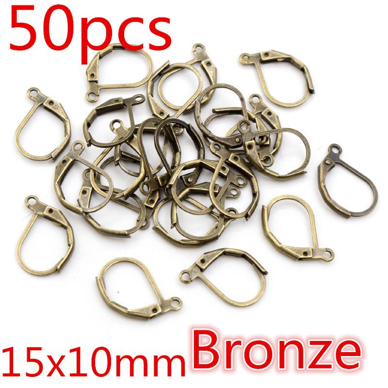 30-50pcs Fashion Bronze Rhodium Gold Silver Plated French Earring Hooks Wire Settings DIY Jewelry Making Findings Accessories