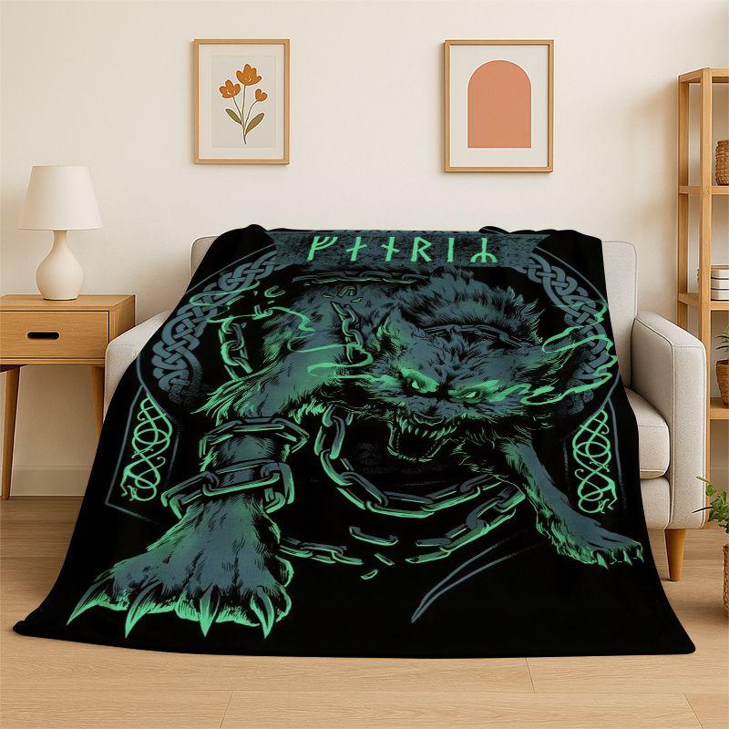 Viking Totem Nordic Rune Valhalla Vegvisir Odin Flannel Blanket Soft Throw Blanket for Bedroom Living Room Bed Travel Picnic Nap