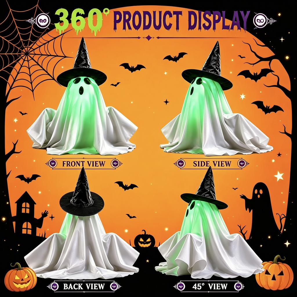 Motorisierte Kleine Halloween-Dekoration - Hebe-Hänge-Requisite mit Kürbislicht für Party