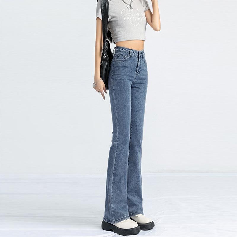 American Retro High-Waist Micro Flare Jeans - Women's Slimming Bell Bottom Pants for Spring & Autumn