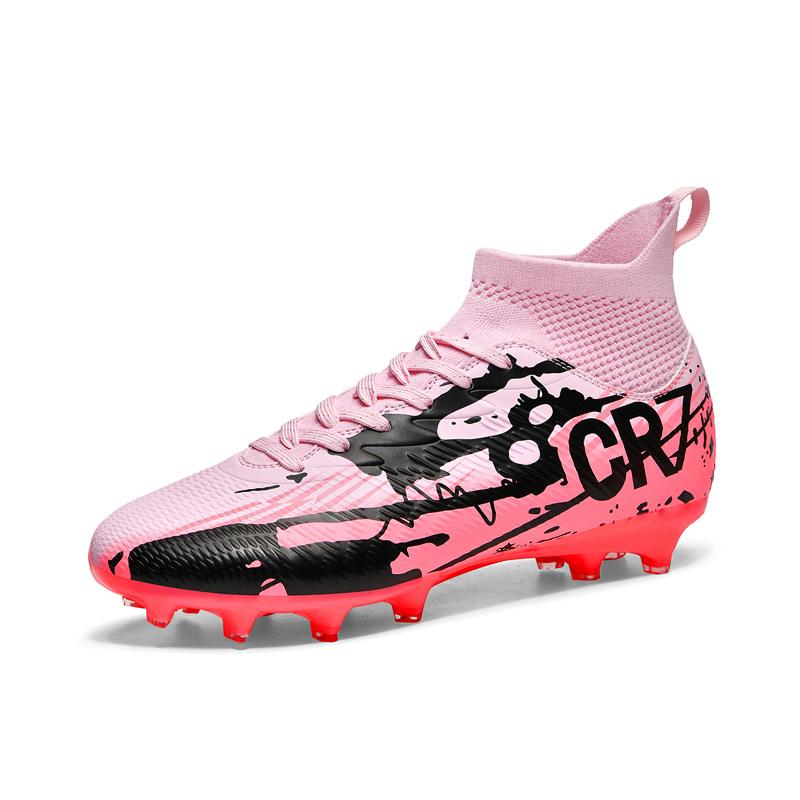

35-45 Teenagers Large Size High Leg Nails Football Training Sneakers Children s Football Shoes 45 розовый