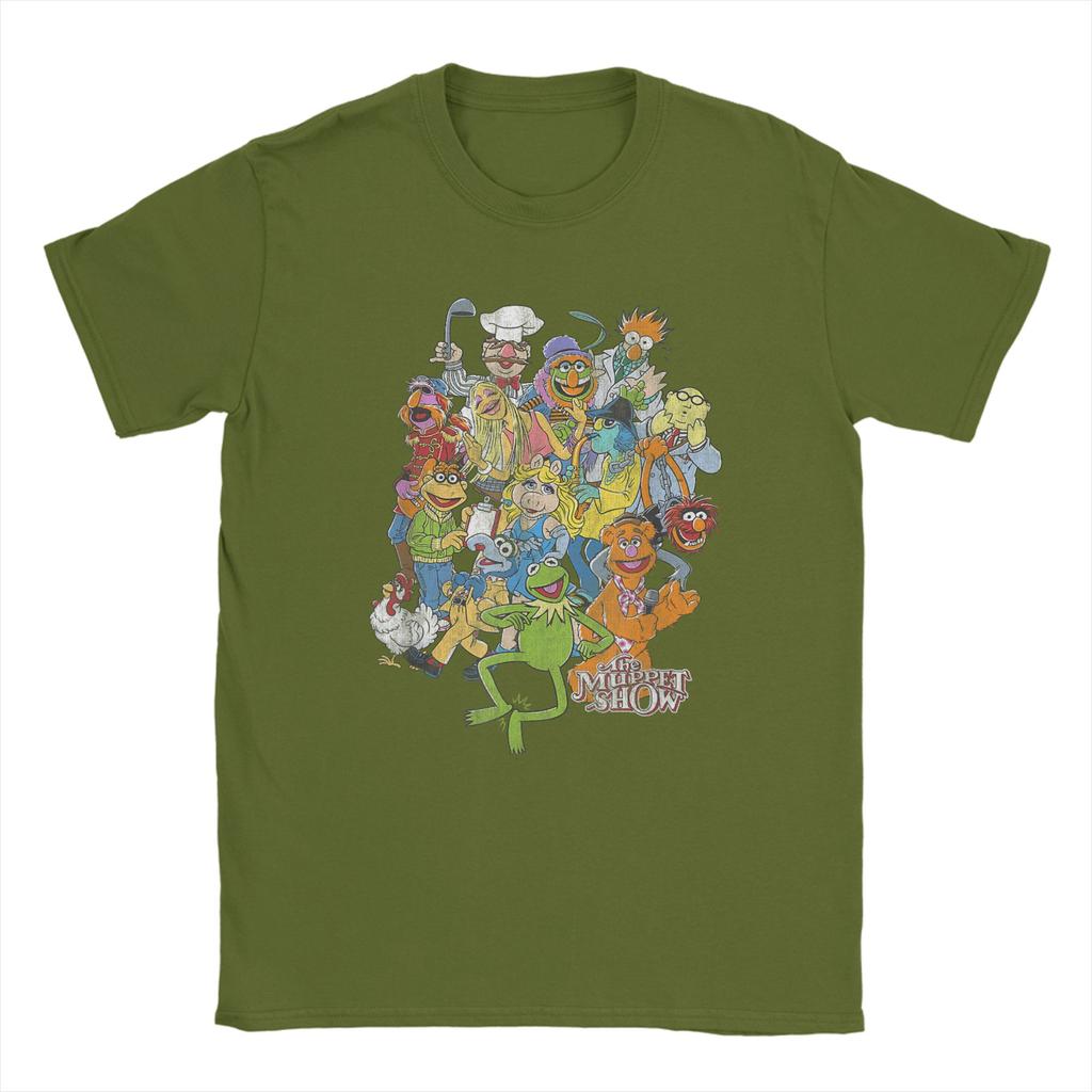 Streetwear T Shirt Beach The Muppets Main Characters Distressed Group Shot Trendy Cool Tshirts For Man Short Sleeve Tops