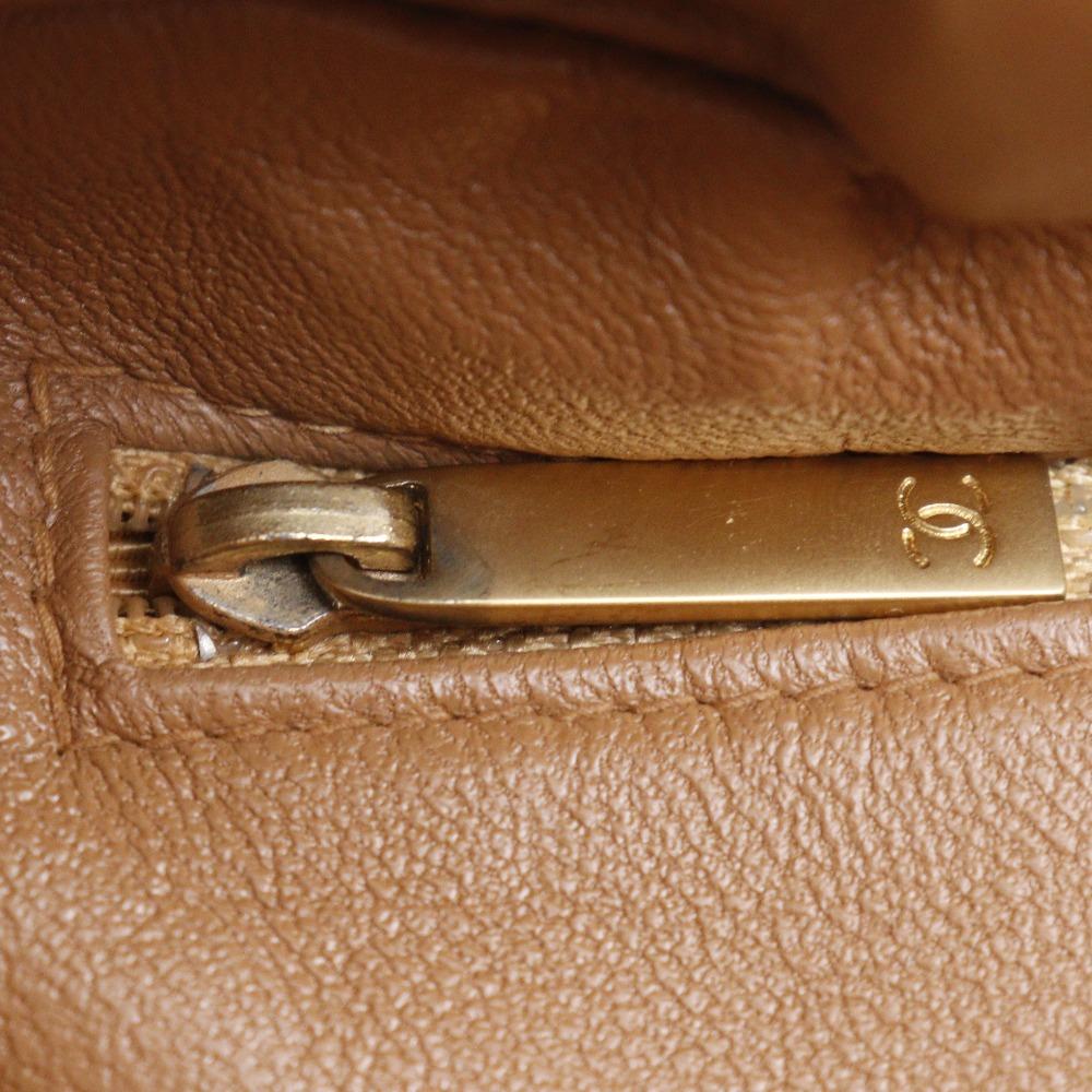 Chanel Chocolate Bar Handbag One Handle Brown/yellow Suede Women Used