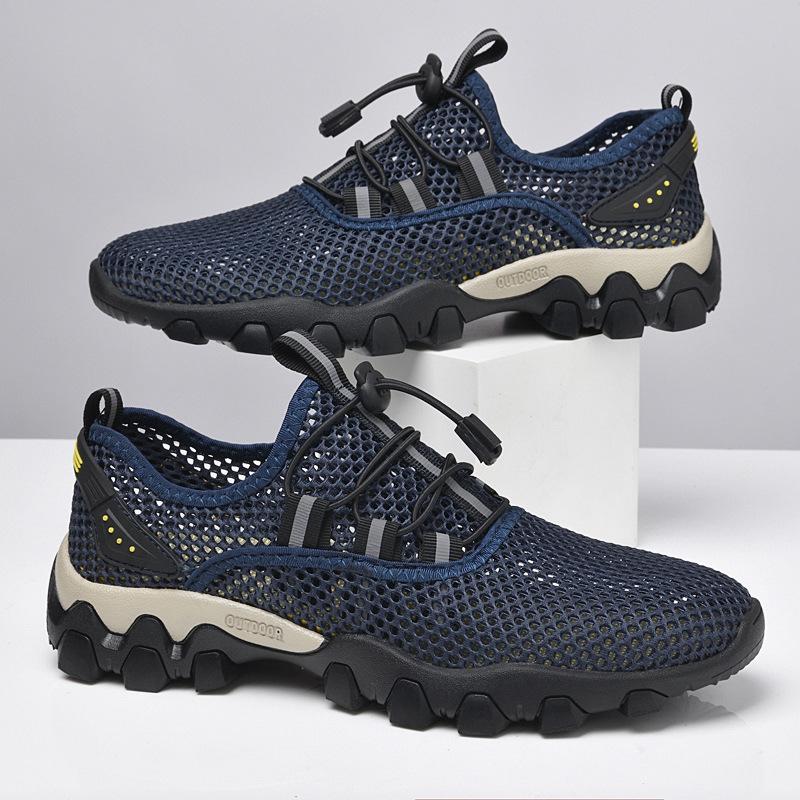

Мужская летняя обувь из дышащей сетки - Нескользящая, повседневная обувь для улицы и походов 46 синий