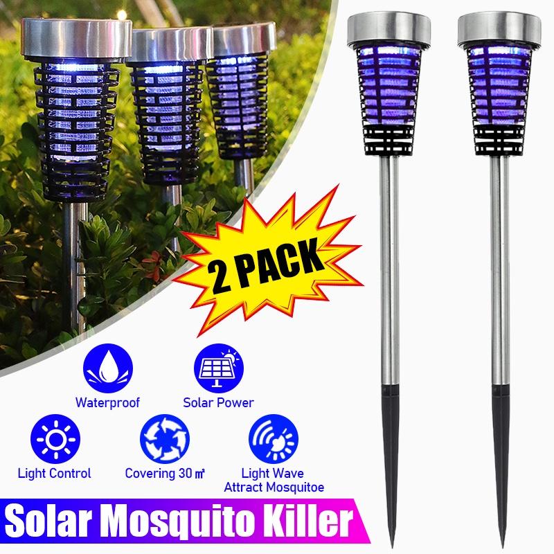 2 Pack Solar Powered LED Light Garden Pest Bug Insect Repellents Garden Lawn Light Solar Light with Mosquito Killer Lamp