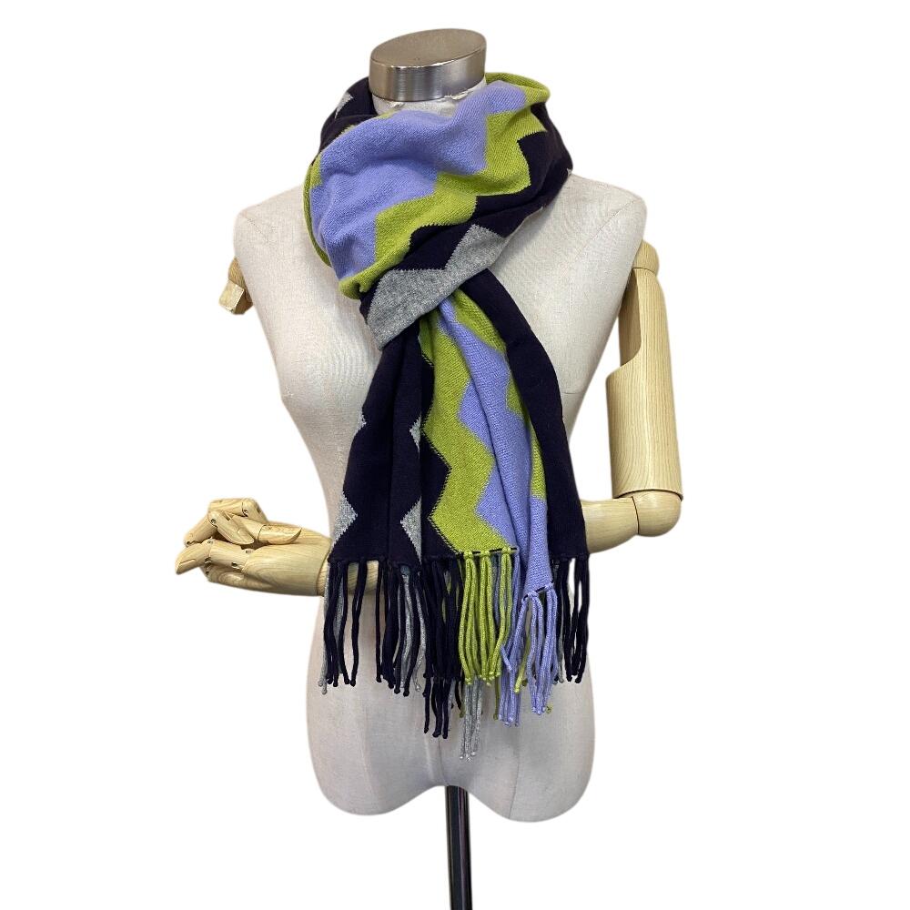 HERMES Geometric motif cashmere Scarf multicolor cashmere unisex Used