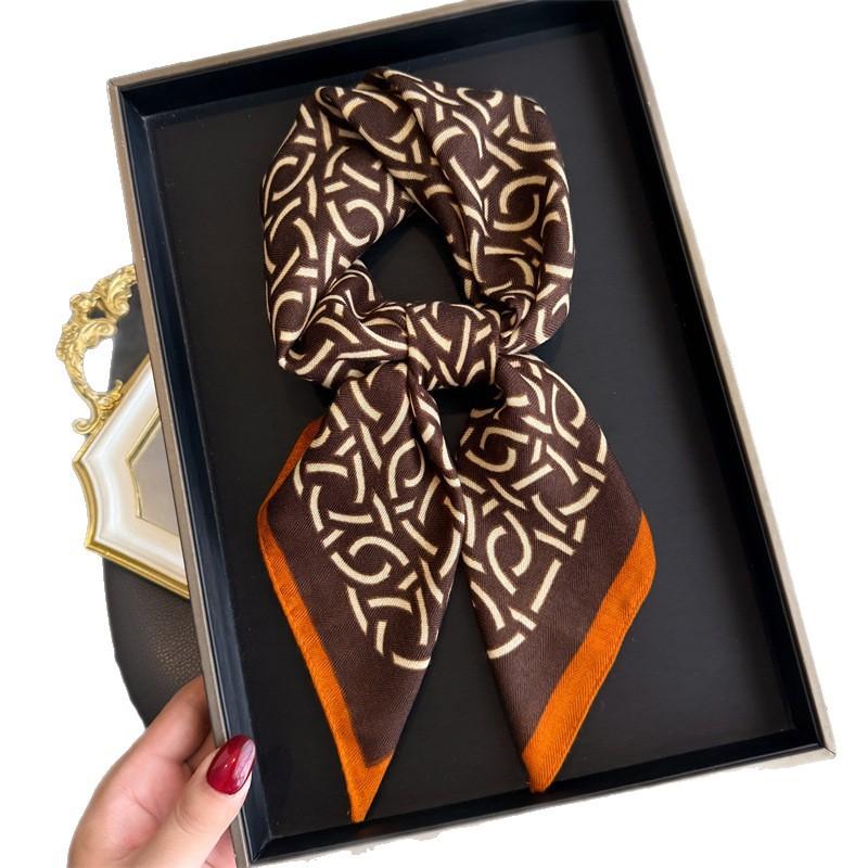 Simple lines imitation velvet herringbone pattern cotton and linen small square scarf silk scarf headscarf shawl sun protection scarf women's scarf