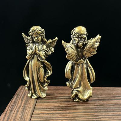 Lucky Brass Angel Cupid Statue Vintage Guardian Angel Figurines  Office Desk Ornaments