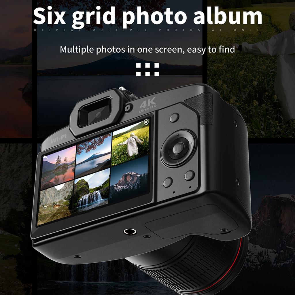 Aparat foto digital IPS de 3 inchi 4K 64MP Afisaj color Zoom digital 16X Aparat foto digital HD Vlogging pentru fotografie video