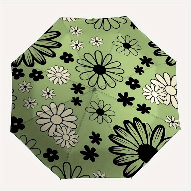

1pc Floral Pattern Automatic Umbrella Auto Open/Close Folding Umbrella with 8 Rib Frame, 3 Fold Compact Umbrella for Men & Women, 118