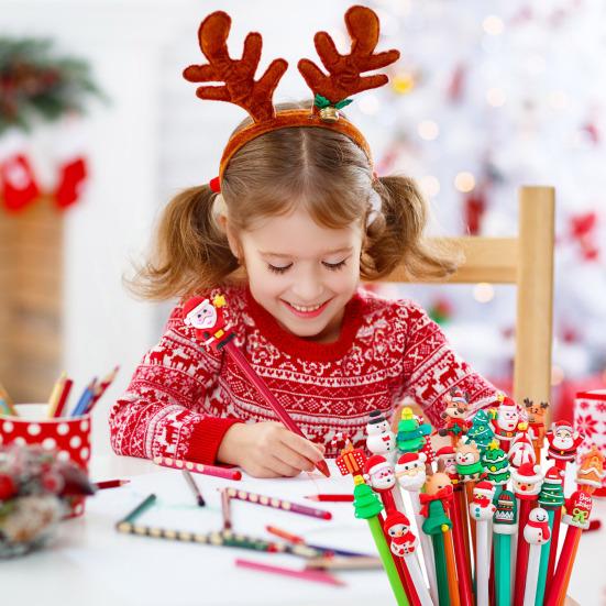 10/20Pcs Christmas Gel Ink Pens Deer Snowman Santa Claus Design Kids Gel Pens School Supplies Christmas Party Favors