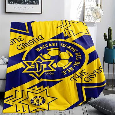 1Pc Maccabi Tel Aviv FC Print Flannel Blanket High Quality Warm Comfortable Cover for All Seasons Perfect for Gifts Home Decor