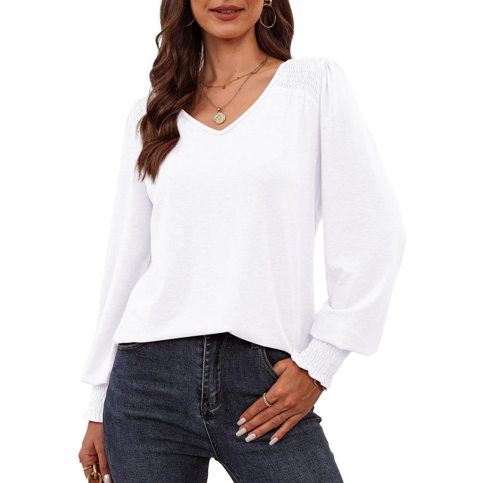 

Топы для женщин, пуловеры с длинными рукавами, повседневные рубашки, топ XS белый