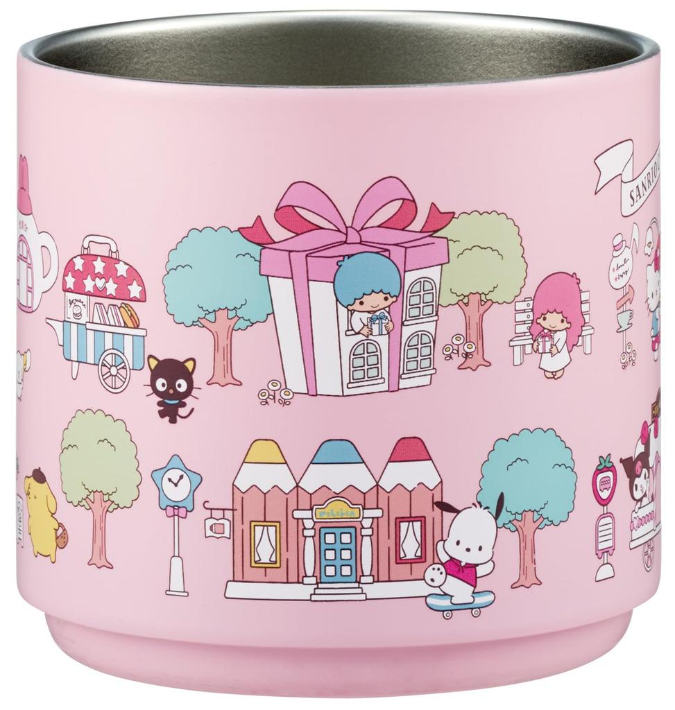 Skater Stacking Stainless Steel Mug Cup Vacuum Wooden Sanrio All Stars Village 350ml, Hot/Cold Insulation, Insulation, Handle, SSTMG3S-A