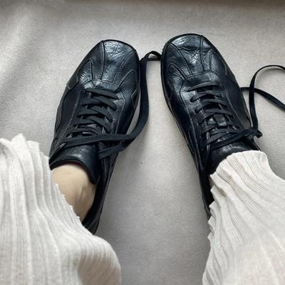 Washed Handmade Cowhide German Training Shoes Women's Retro Old Lace-up Flat-soled Single Shoes