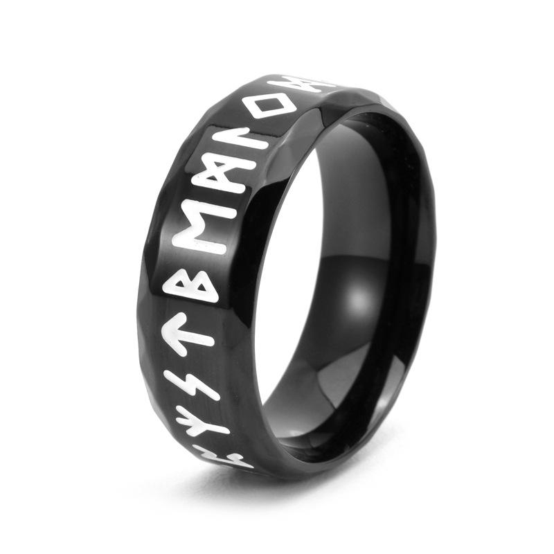 Stainless Steel Men Vintage Nordic Rune Ring Unisex Gothic Jewelry for Men
