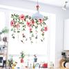 Fresh Pink Flower Branch Vine Window Glass Sticker Home Decor Wall Decal for Living Room Bedroom Self-Adhesive
