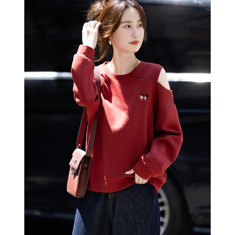 Demana Women's Autumn Relaxed Fit Embroidered Sweatshirt