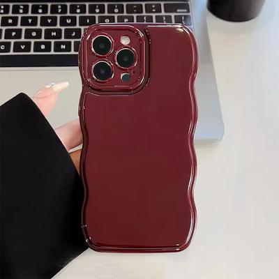Retro Weinrot Gewellter Rand Stoßstange Handyhülle Für iPhone 17 16 Pro Max 15 13 11 12 14 Air Weiches Silikon Rückseite Hülle