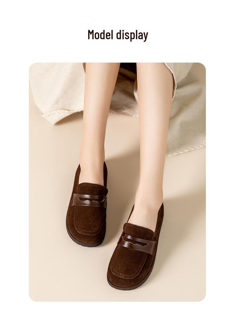 Cowhide 2025 Genuine Leather Women's Pointed Toe Flat Loafers - Autumn/Winter Slip-On Casual Shoes