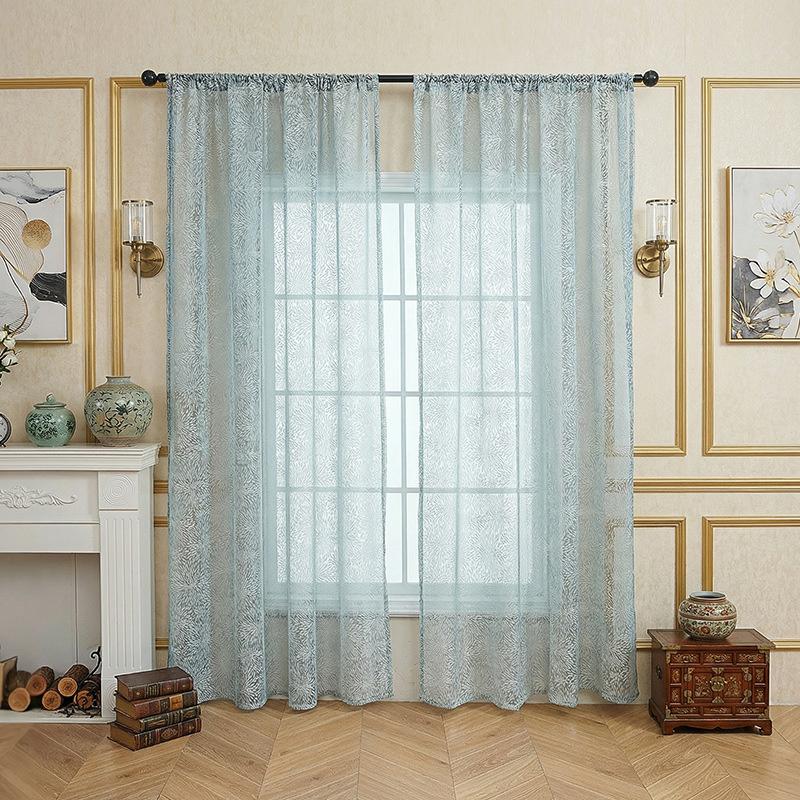 Sheer Lace Curtains for Bedroom Ivory Elegant Grommet Curtains Scalloped Edges Floral Kitchen Window Curtains  Panels Drape Soft
