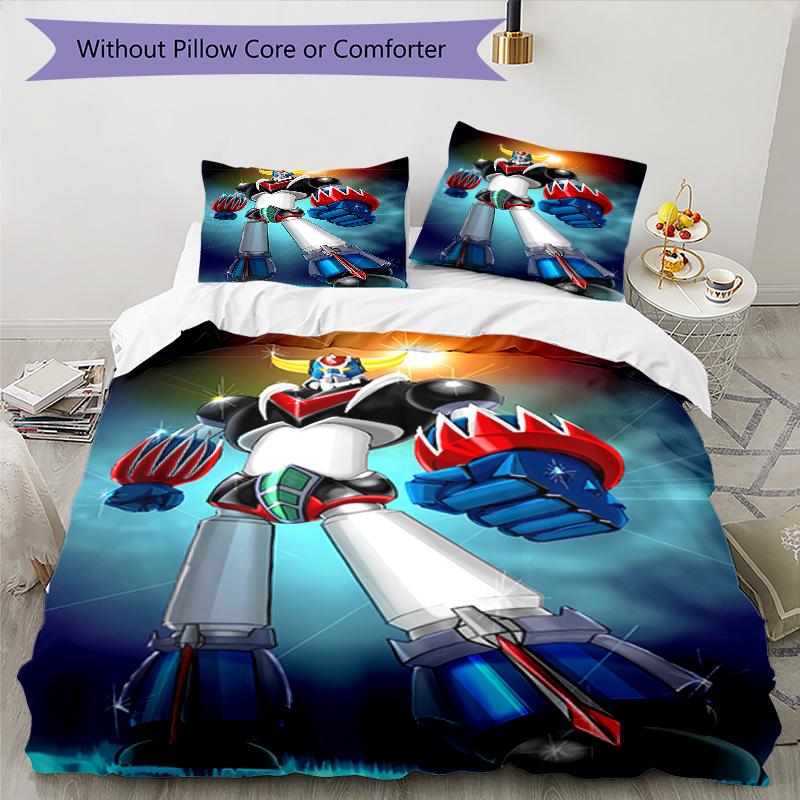 3pcs UFO Robo Grendizer2 pattern bedding set duvet cover set includes duvet cover &pillowcases, perfect all season bedroom decoration & gift