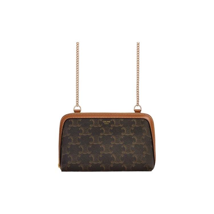 Celine Cuir Triomphe Monogram Classic Print Shoulder Bag Women Shoulder Bag Brown 10E382CBX-04LU