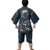 Edoten Cool Summer Original Japanese Cherry Blossom and Beer Navy Size L Shijira-woven Jinbei, Wear, 100% Cotton, Discharge-dyed Pattern, Design,