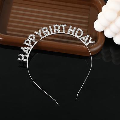Diamantpannband Grattis på födelsedagen Alfabet Flicka Pannband Födelsedagsfest Dekoration Gåva