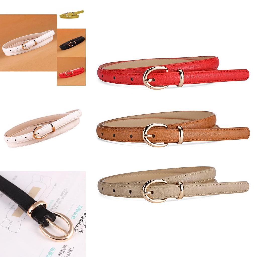 Fashionable Candy Color Women's Thin Faux Leather Belt With Alloy Pin Buckle