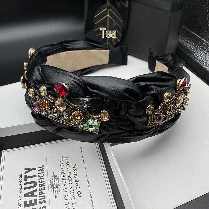 Light Luxury Women's Colorful Wide-Brimmed Headband - Fashionable and Versatile for a Sleek Look and White Hair Coverage