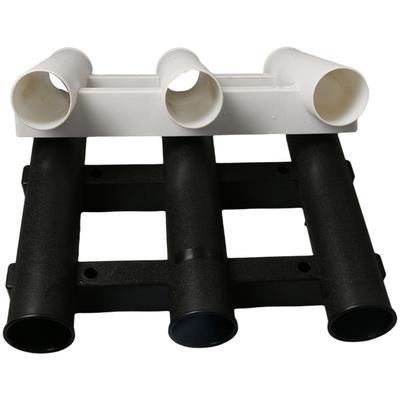 Soporte para bastidores de caña de pescar con ranuras, soporte de montaje de enlace de 3 tubos que ahorra espacio para agua dulce salada
