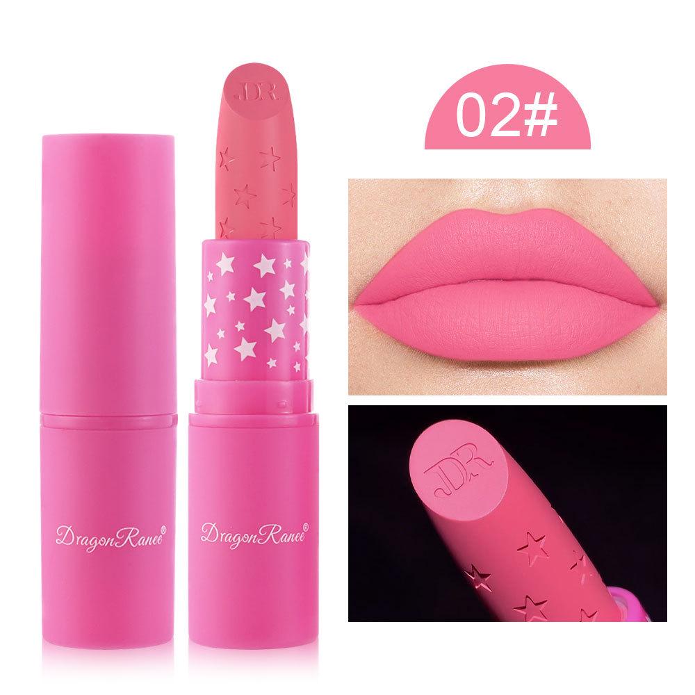 Matte Velvet Lipstick: Long-Lasting Shades in Barbie Pink, Sexy Red, Black, and Star Pink