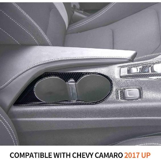 RT-TCZ for Chevy Camaro Carbon Fiber Cup Holder Trim Cover for Chevrolet Camaro 2017 2018 2019 2020 2021 2022 2023 Carbon Fiber Interior Accessories