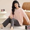 XUEXIMAN Women's Cotton Pajamas with Chest Pads, Sweet And Cute Long-Sleeve Two-Piece Set, Casual Comfortable Loungewear Suitable for Outdoor Wear