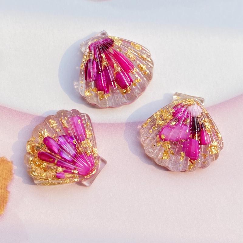 10pcs Kawaii Resin Mixed Transparent Colored Stone Shells Flat Back Cabochon Crafts Clothing DIY Scrapbooking Accessories G80