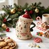 Contenitore Snack a Prova di Umidità Barattolo di Stoccaggio a Tema Natalizio con Coperchio Ermetico, Barattolo Biscotti Ceramico Decorativo Pan di Zenzero, Contenitore di Grande Capacità