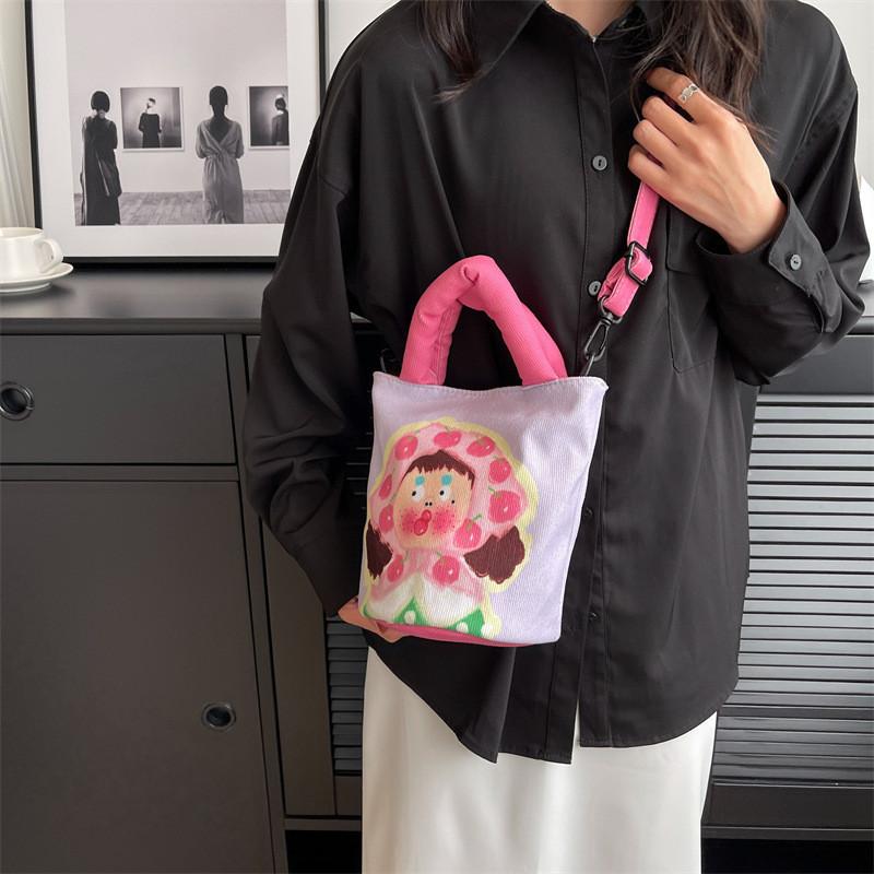 Unique Design Cartoon Graffiti Bucket Bag With Vibrant Colors And Street Style фиолетовый