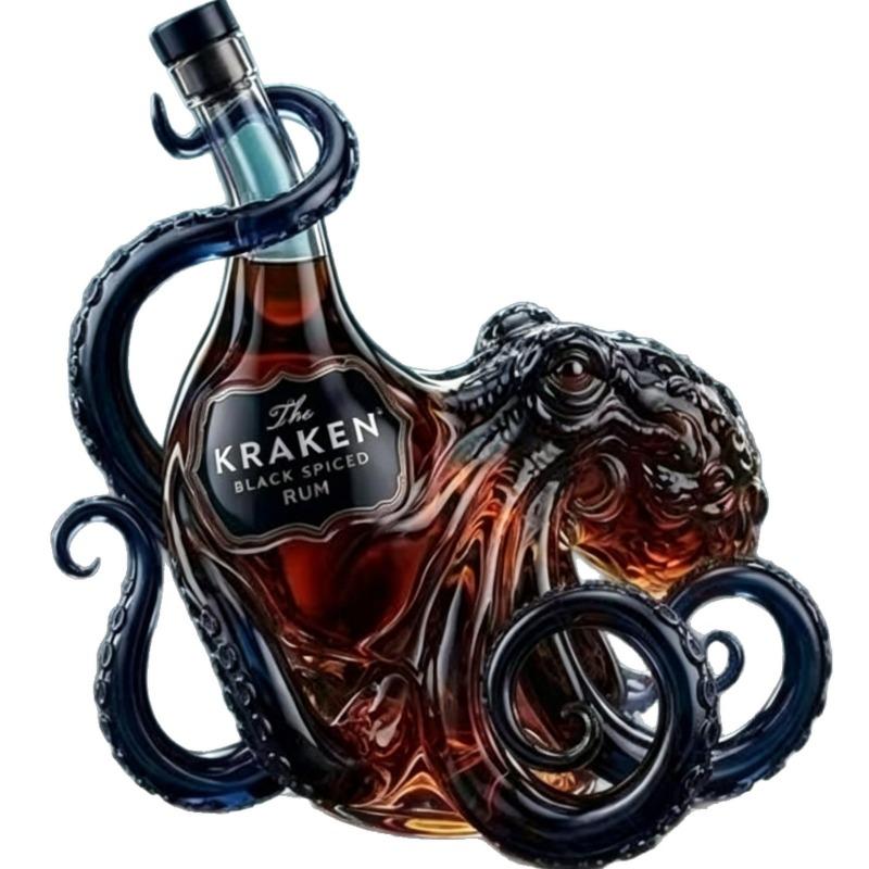 Glass Bottle Sea Monster Octopus Rum Wine Bottle Decoration Bar Wine Enthusiasts Art Collection Decoration Decanter Wine