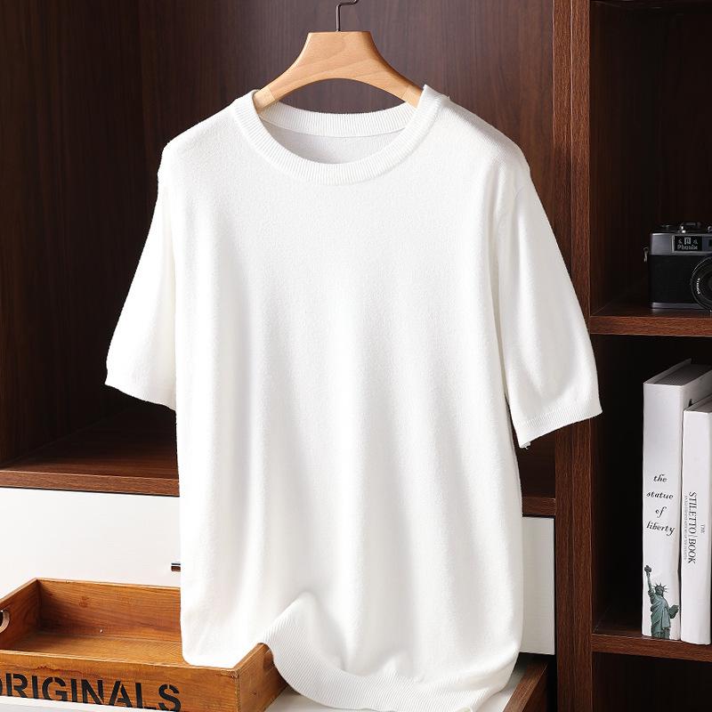 Men's Plus Size Knit Short Sleeve Round Neck Pullover Top