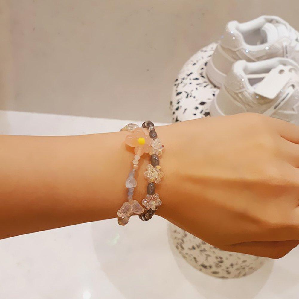 Women's Daily Aurora Butterfly and Heart Beaded Bracelet