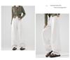 Pantalones de chándal grises de pierna ancha de cintura alta adelgazantes estilo americano para mujer - Primavera Engrosados con Felpa Ajuste Petite
