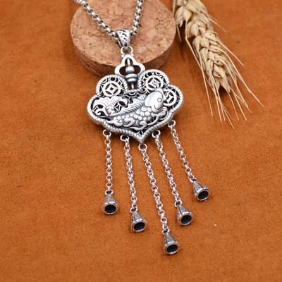 Vintage Lucky Lock Tassel Pendant Necklace Women Jewelry 2023 New Fashion Sweater Chain Long Necklace Lady Choker Accessories