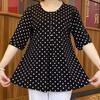 2023 Summer Trendy Mid-Sleeve Polka Dot Round Neck Korean Plus Size Top