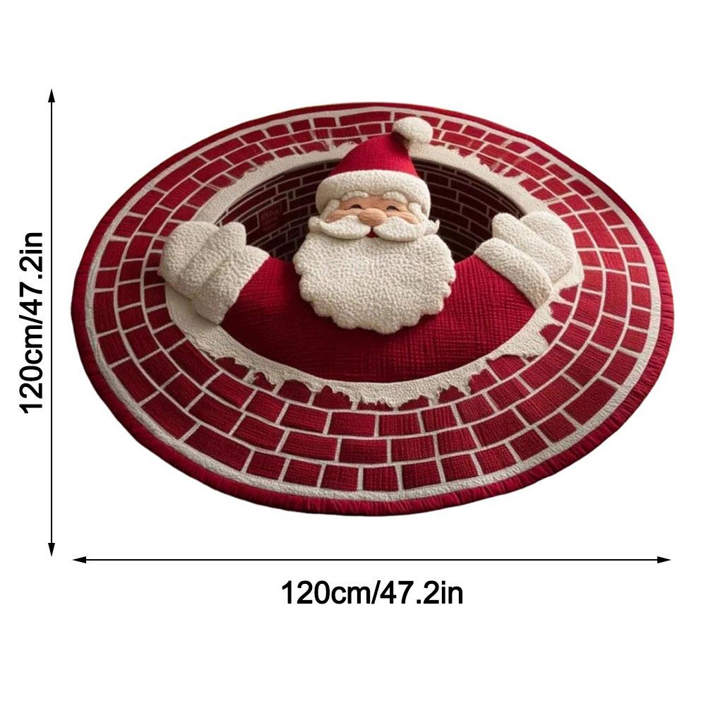 Crystal Velvet Christmas Round Carpet Red 3D Special-shaped Christmas Tree Base Mat Atmosphere Decoration Anti-Slip