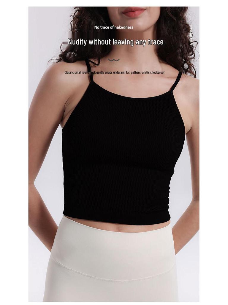 Yoga One-Piece Shockproof Camisole Sports Bra with Chest Pads & Beautiful Back Design for Women