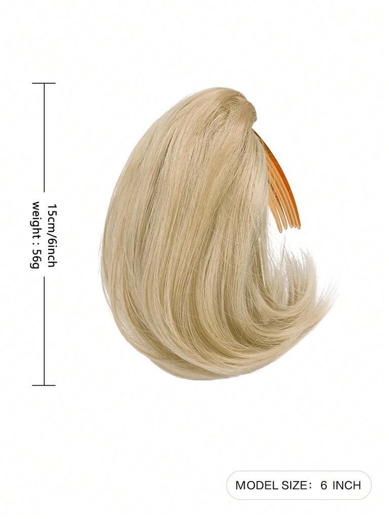 Synthetischer kurzer Pferdeschwanz, 6 Zoll, Dutt, Haarkamm, Clip, Haarbündel, verstellbarer Pferdeschwanz mit Kordelzug, synthetisches Haarteil, weibliche Verlängerung