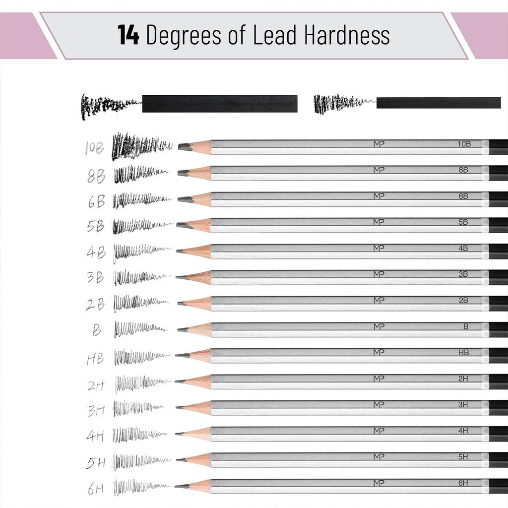 Pen 19 Drawing and Sketching Pencils with Graphite and Art Pencils for Mr. - Sticks, Eraser, Sharpener. Sketching.