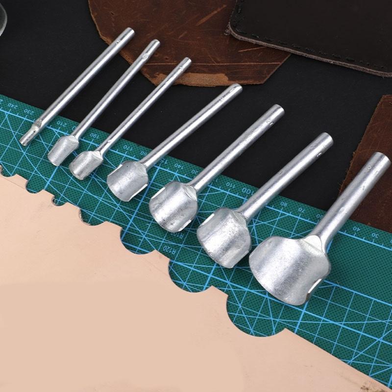 12Pcs Half-Round Cutter Punching Tool Leather Edging Burnisher Leather Edging Slicker Tool for Leather Belt Wallet Bag